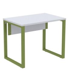 Imagem de Mesa Escritório P25 TUB Pandin 90 cm (Larg) Tampo MDP Cinza Pé Aço Tubular Verde Mirô