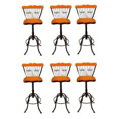 Imagem de Kit 6 Banquetas Bistrô Alta Giratória