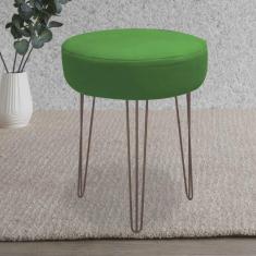 Imagem de Banqueta Puff Jullia Luxo 55cm Industrial Ferro Marrom Corino Verde - Ahazzo Móveis