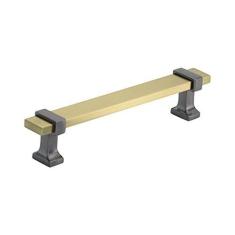 Imagem de Amerock | Puxador de armário | Cromo dourado escovado/preto | 128 mm (5-1/16") de centro a centro | Overton | 1 pacote | Puxador de gaveta | Ferragens de armário