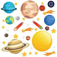 Imagem de Adesivo de Parede Infantil Espaço Sistema Solar