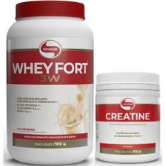 Imagem de Kit Whey Fort 3W Pote 900g Sabores + Creatina Vitafor 300g-Unissex