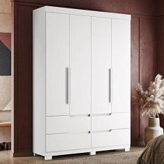 Imagem de Guarda Roupa Solteiro 4 Portas 4 Gavetas Doble Albatroz Móveis Branco