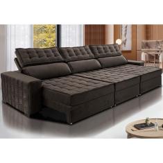 Imagem de Sofá Retrátil e Reclinável 3,85m Cama inBox Big Star. com SoftGel D40 Velupluma