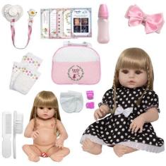 Imagem de Boneca Reborn De Silicone Realista Loira + 20 Acessórios - Cegonha Reb