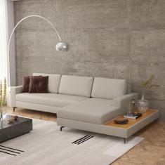 Imagem de Sofá em Linho 322cm Chaise Direito e Deck Loft Areia