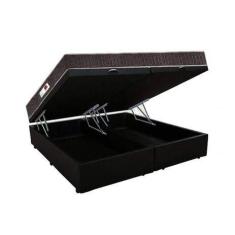 Imagem de Cama Box Baú Casal Colchão Espuma D33 + Box Bipartido Sintético Preto Serra Negra 56x138x188