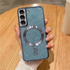 Imagem de Capa de telefone com brilho magnético chapeado para Samsung Galaxy S24 S23 S21 FE S22 Plus Ultra Soft TPU capa traseira, Sierra Blue, para Samsung S24Ultra