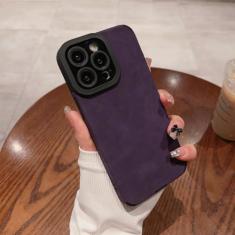 Imagem de Capa de couro macio fosco para iPhone 15 14 13 12 11 Pro Max Plus Capas protetoras de câmera Capa à prova de choque Acessórios de telefone, roxo, para iPhone 13 ProMax