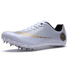 Imagem de XIUNCHH Tênis de atletismo masculino feminino infantil Spikes Tênis de corrida profissional para corrida e pregos, Branco, 39