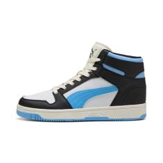 Imagem de PUMA Tênis masculino Rebound Layup, Puma Black-Team, azul-claro, marfim fosco, 42