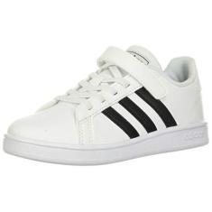 Imagem de adidas Grand Court Tênis unissex infantil, White/Black/White (Hook and Loop), 11 Little Kid