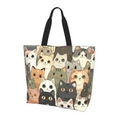 Imagem de BIFMVOG Sacola feminina com zíper grande para praia, bolsa de gato, reutilizável, viagem, trabalho, compras, bolsa