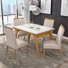 Imagem de Conjunto sala de jantar extensível, mesa tampo de vidro com 4 cadeiras