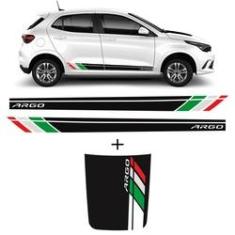 Imagem de Kit Faixa Lateral Fiat Argo Itália E Adesivo Aplique Do Capô