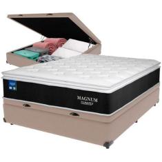 Imagem de Cama Box Baú e Colchão Magnum Molas Ensacadas Casal Plumatex,  BEGE