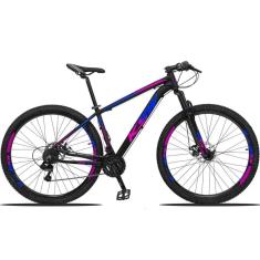 Imagem de Bicicleta Aro 29 Ksw 21v Com Suspensão E Freios A Disco - Preto-azul E Rosa - 21 Preto-azul E Rosa