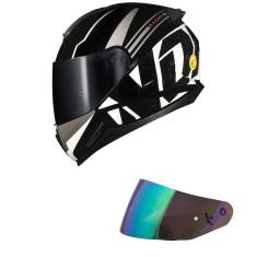 Imagem de Capacete Norisk Razor Full Preto e Branco Mais Viseira Camaleão