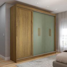 Imagem de Guarda-Roupa de Casal Canadá 5 Portas 4 Gavetas Carvalho/Verde - Panor