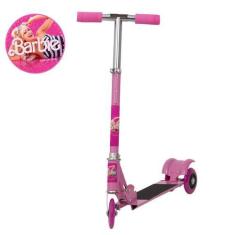 Imagem de Patinete Infantil Scooter Barbie Dobrável Resistente Rosa - TOYS 2U