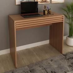 Imagem de Mesa Escrivaninha 1 Gaveta Ripado Me4173 Amêndoa - Tecno Mobili