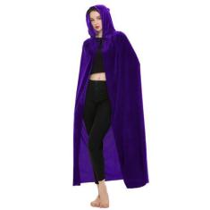 Imagem de Fantasia: capa com capuz SISKIN, unissex, adulto, veludo de Halloween