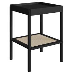 Imagem de Mesa Lateral 58 Cm Pes Madeira Palhinha Oslo 27962 Nero Artesano Nero