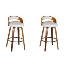Imagem de Kit 2 Banqueta para Cozinha Alta Giratória Madeira Roma Branco/Marrom
