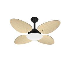 Imagem de Ventilador Teto Trevo Preto 4 Pás Palha Natural Ventax 220V