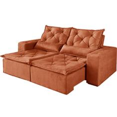 Imagem de Sofá 4 Lugares Retrátil e Reclinável Rio de Janeiro Tecido Suede 210cm Cor Ferrugem