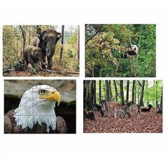 Imagem de Kit 4 Quebra-cabeças Atividades para Mente Animais da Floresta 60 peças
