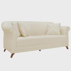 Imagem de Sofá 3 Lugares para Sala de Estar 200cm Eva Linho Pérola - Montanaris Decor