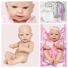 Imagem de Boneca Reborn 100% Silicone Linda 15 Acessórios Pode Banho - Cegonha R