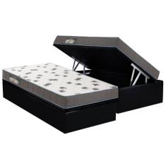 Imagem de Cama Box Baú Solteiro: Colchão Espuma D33 Ortobom Light Saúde + Base CRC Courano Black(88x188)