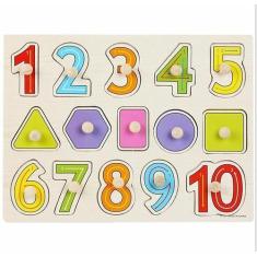 Imagem de Quebra Cabeça Montessori Madeira Números Formas Geométricas