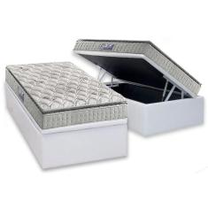 Imagem de Cama Box Baú Solteiro: Colchão Espuma Anjos D33 Orthosono Pillow Top + Base crc Courano White(88x188)