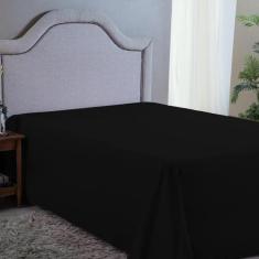 Imagem de Lençol Casal Avulso Percal 400 Fios Preto - 2,50M X 2,00M - Bordando E