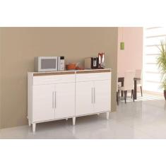 Imagem de Balcao Cozinha Madri 4 Portas + 2 Gavetas Cor Branco Canela - Trin.