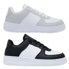 Imagem de Kit 2 Pares Tênis Sneakers Air Casual Masculino Feminino Blogueira Skate-Unissex
