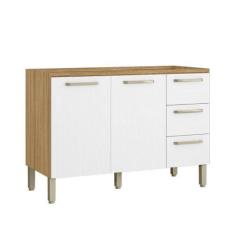 Imagem de Balcão Gabinete de Pia 120 cm Sem Tampo Ametista Kits Paraná, Freijó/S