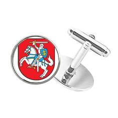 Imagem de DIYthinker Abotoaduras com clipe de botão redondo com emblema nacional da Lituânia Europa