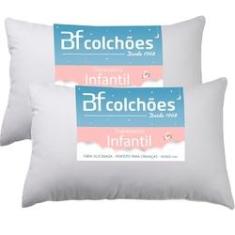 Imagem de Kit 2 Travesseiros Infantil Baixo Fibra Siliconada Antialérgico 45x65cm - BF Colchões