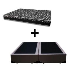 Imagem de Cama Box Queen 158 Tecido Sintético Marrom Com Colchão Belize Bello Box - D33 Preto 57x158x198