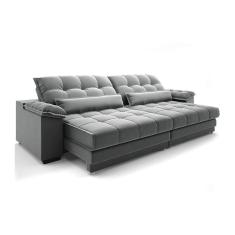 Imagem de Sofá 3 Lugares Retrátil e Reclinável Majestic Veludo Cinza