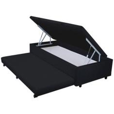 Imagem de Bicama Box Baú Mega Suede Preto 3 em 1 - 078x188 - Solteiro - Mega Col