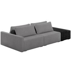 Imagem de Sofá Ilha Modular Para Sala 232cm Com Puff Dublin K01 Bouclê Cinza E Sintético Preto - Lyam Decor