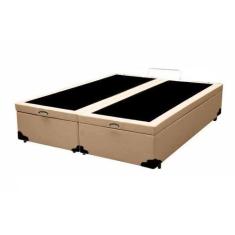Imagem de Cama Box Baú Casal Bipartido Sintético Bege Com Pistões A Gás - Real C