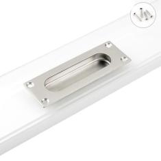 Imagem de Maçaneta da porta deslizante preta, puxadores de porta ocultos embutidos, gaveta de armário de aço inoxidável, fivela oculta, puxador de porta deslizante de cozinha, furo quadrado prateado