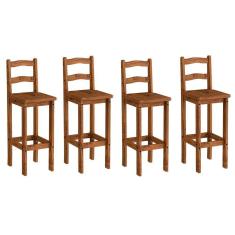 Imagem de Kit 4 Banquetas Para Bancada Madeira Maciça Rustic Line Cera