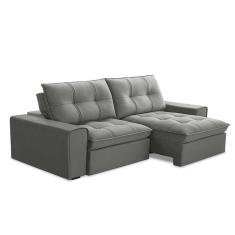 Imagem de Sofá 3 Lugares Retrátil e Reclinável Argos Veludo Prata